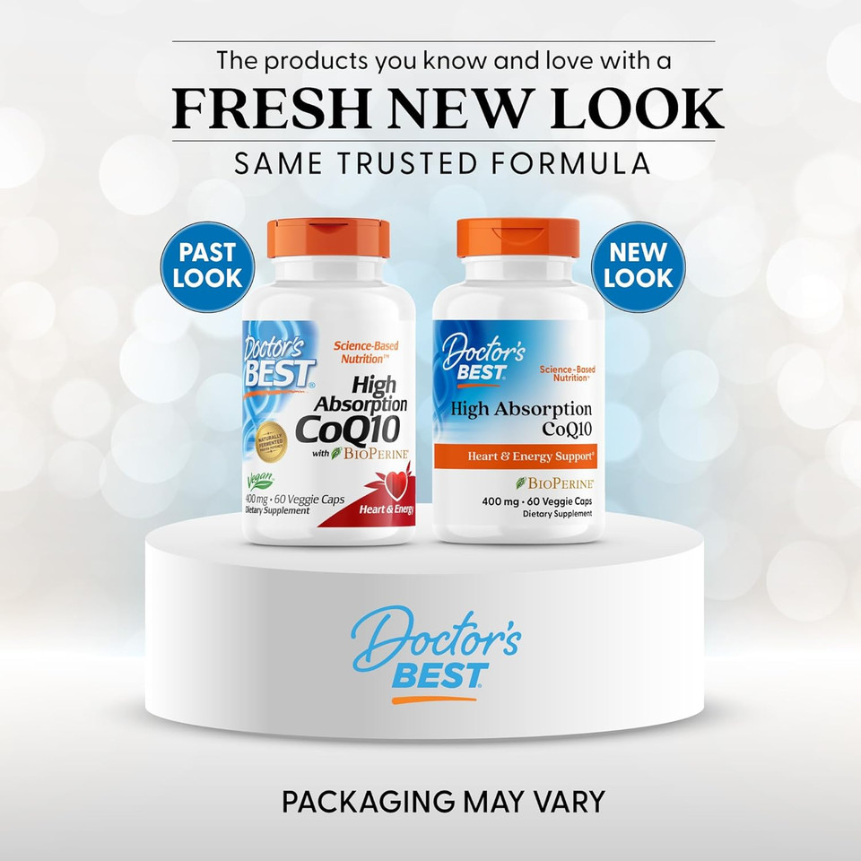 Doctors Best High Absorption Coq10, Heart & Energy Support, Usp Verified, Naturally Fermented Coq10, Non-Gmo, Gluten Free, Soy Free, Vegan 60 Veggie Caps