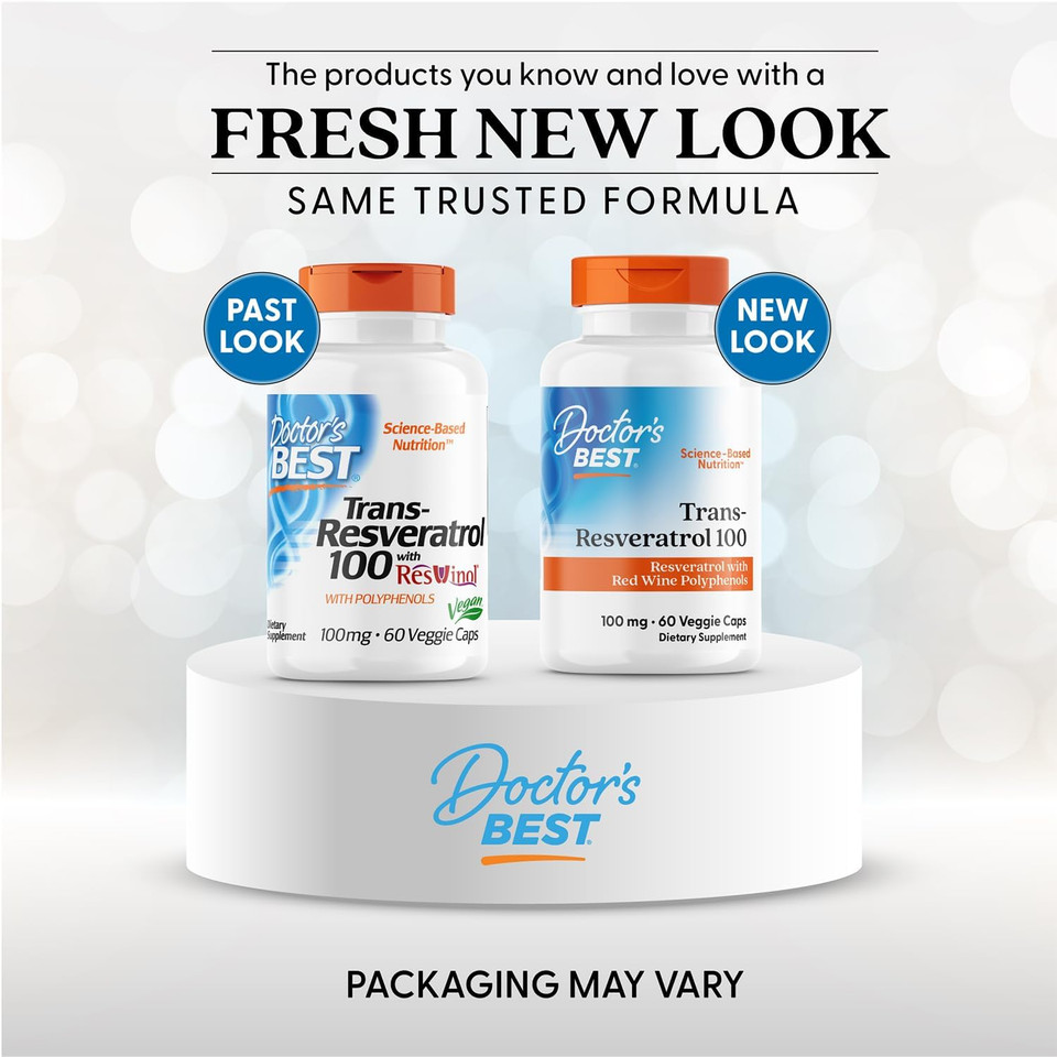 Doctors Best Trans-Resveratrol 100, Resveratrol With Red Wine Polyphenol (Resvinol), Non-Gmo, Gluten Free, Soy Free, Vegan 60 Veggie Caps Doctors Best Trans-Resveratrol 100, Resveratrol With Red Wine Polyphenol (Resvinol), Non-Gmo, Gluten Free, Soy Free, Vegan 60 Veggie Caps