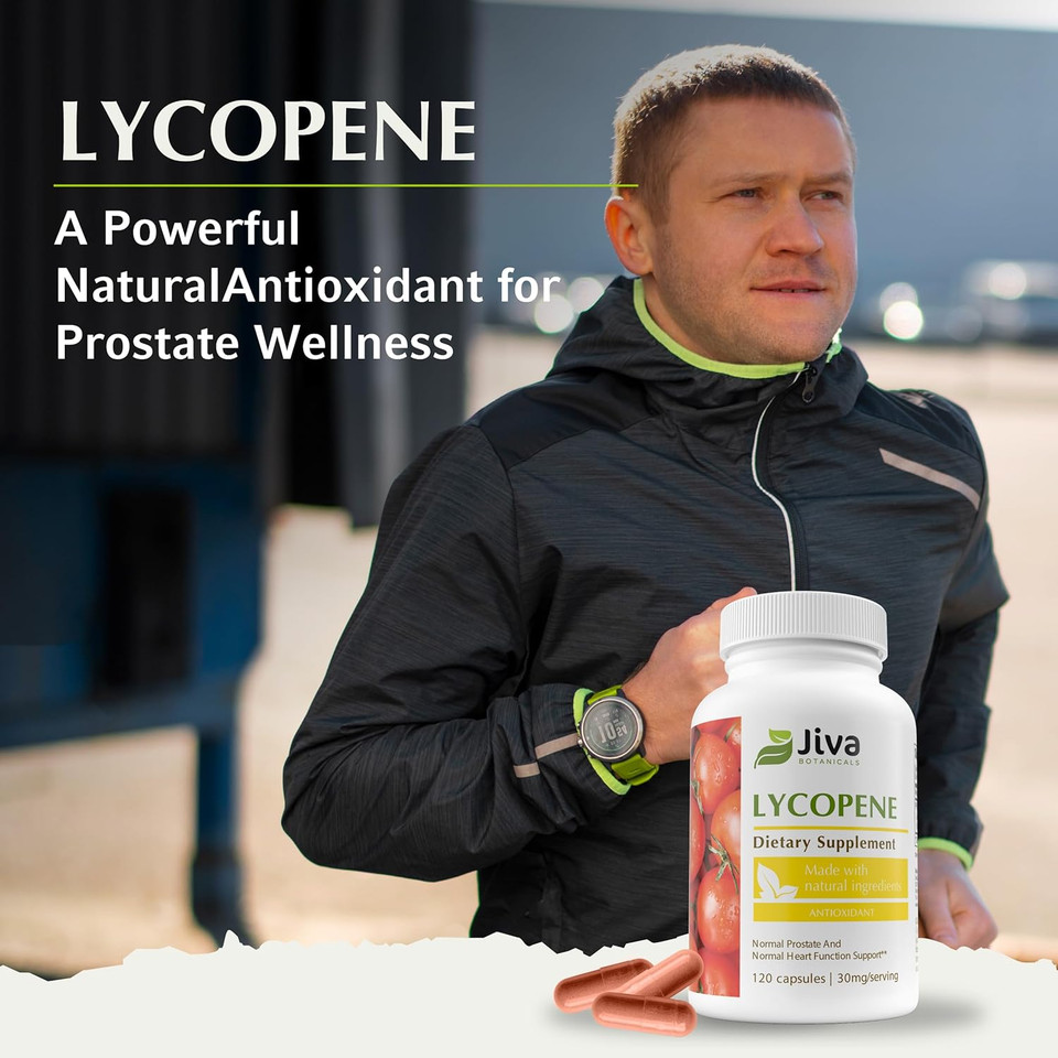 Jiva Botanicals Lycopene Supplement 30Mg - Antioxidant Support For Normal Prostate And Heart Health Support - Lycopene From Tomato Extract - Made In The Usa - Non Gmo, Vegan - 120 Capsules