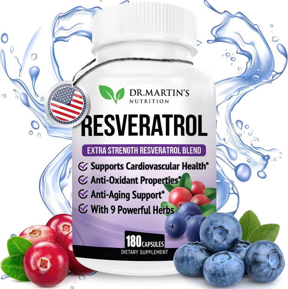 Extra Strength Resveratrol 1568Mg - 180 Capsules - 3 Months Supply | Antioxidant Supplement | Natural Trans-Resveratrol Pills | For Anti-Aging, Heart Health, Immune System & Brain Function