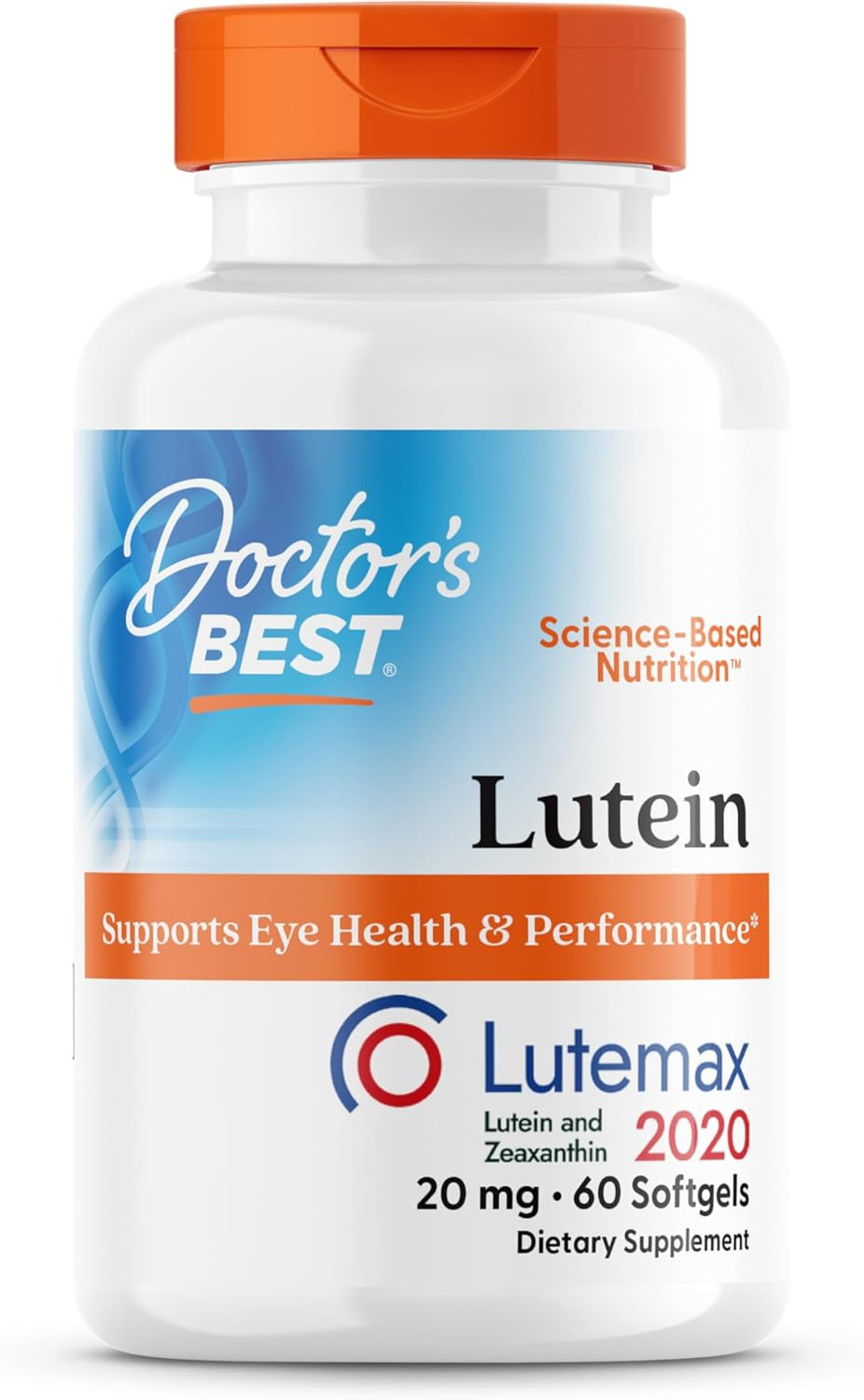 Doctor'S Best Lutein, 20 Mg, Supports Eye Health & Performance, Non-Gmo, Gluten Free 180 Softgels