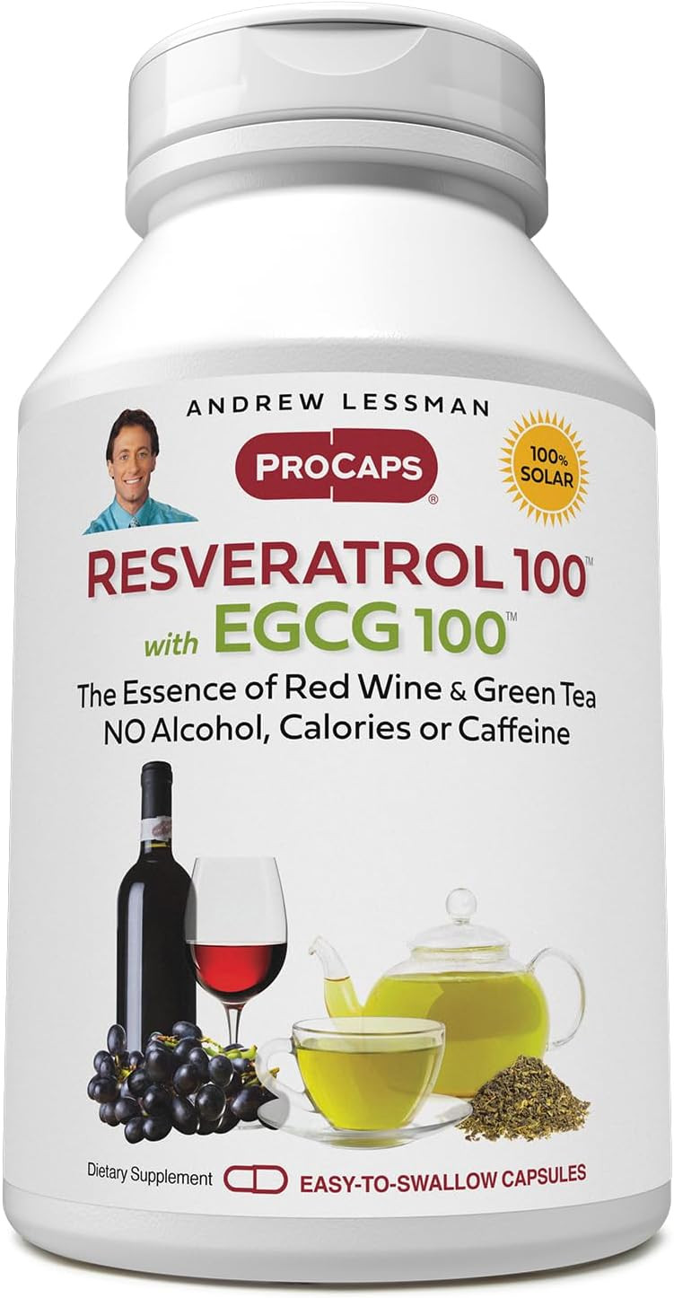 Andrew Lessman Resveratrol-100 Egcg 100Mg - 180 Capsules - Two Naturally Occurring Anti-Oxidants, Without Alcohol Or Caffeine
