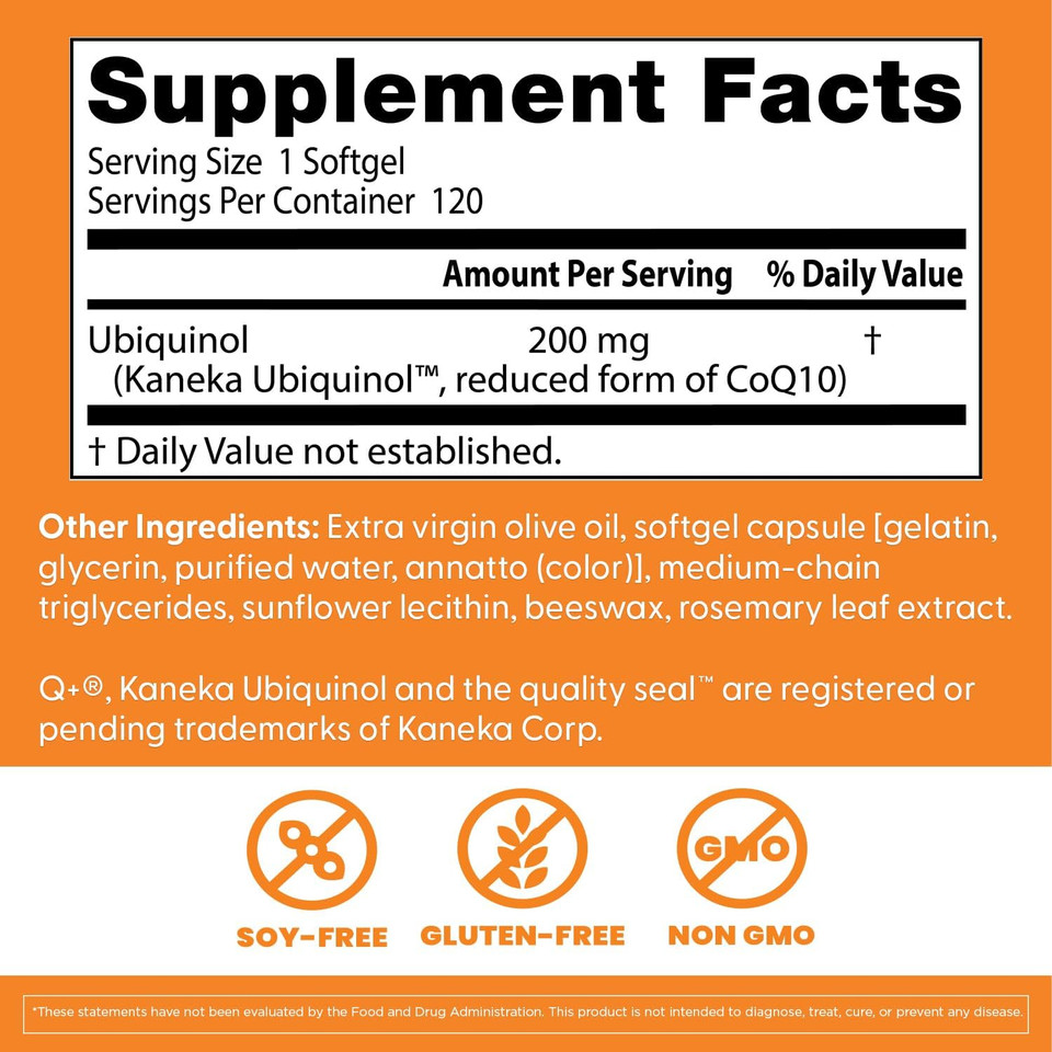 Doctors Best Ubiquinol, Reduced-Form Coenzyme Q1, Non-Gmo, Gluten Free, Soy Free 120 Softgels