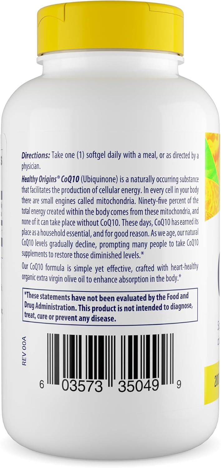 Healthy Origins Coq10, 200 Mg - Heart Health & Energy Supplement - Gluten-Free & Non-Gmo Supplements - 150 Softgels