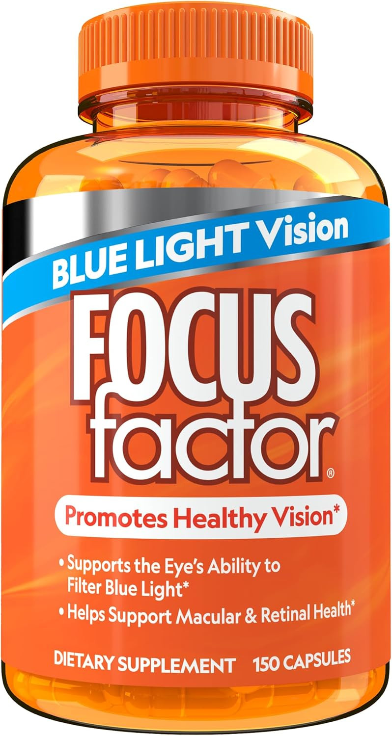 Focus Factor Blue Light Formula (150 Count) - Eye Vitamins With Blue Light Filtration Support - Lutein And Zeaxanthin Supplement With Vitamin C, Vitamin E, Lutemax 2020® - Promote Eye Health