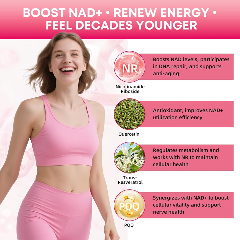 Nad Liquid Packets Supplement For Women: Nad Resveratrol Supplement With Nicotinamide Riboside Pqq Quercetin Support Healthy Cellular Energy Dna Repair & Healthy Aging Srtawberry Flavor 30 Pouches