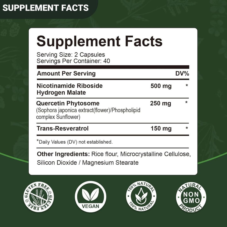 Nad Supplement, Nad Liposomal Nicotinamide Riboside 900Mg - Nmnh Supplement Alternative - Extra Strength Liposomal Nad+ Supplements With Resveratrol For Anti Aging, Energy, Focus - 80 Capsules