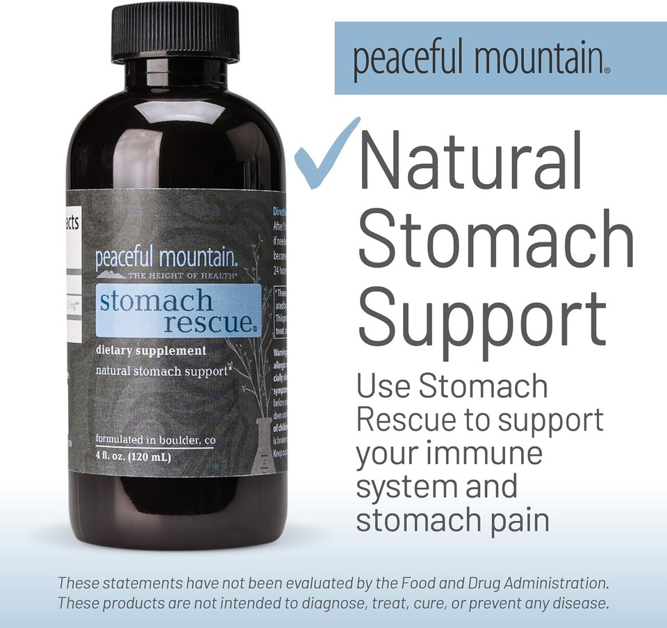 Natural Stomach Support & Immunity Booster - With Elemental Silver & Peppermint Essential Oil To Help Ease Stomach Discomfort - 4 Fl. Oz