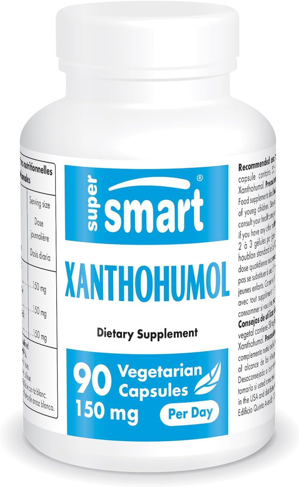 Supersmart - Xanthohumol Supplement 150Mg Per Day (Hops Flower Extract) | Non-Gmo & Gluten Free - 90 Vegetarian Capsules