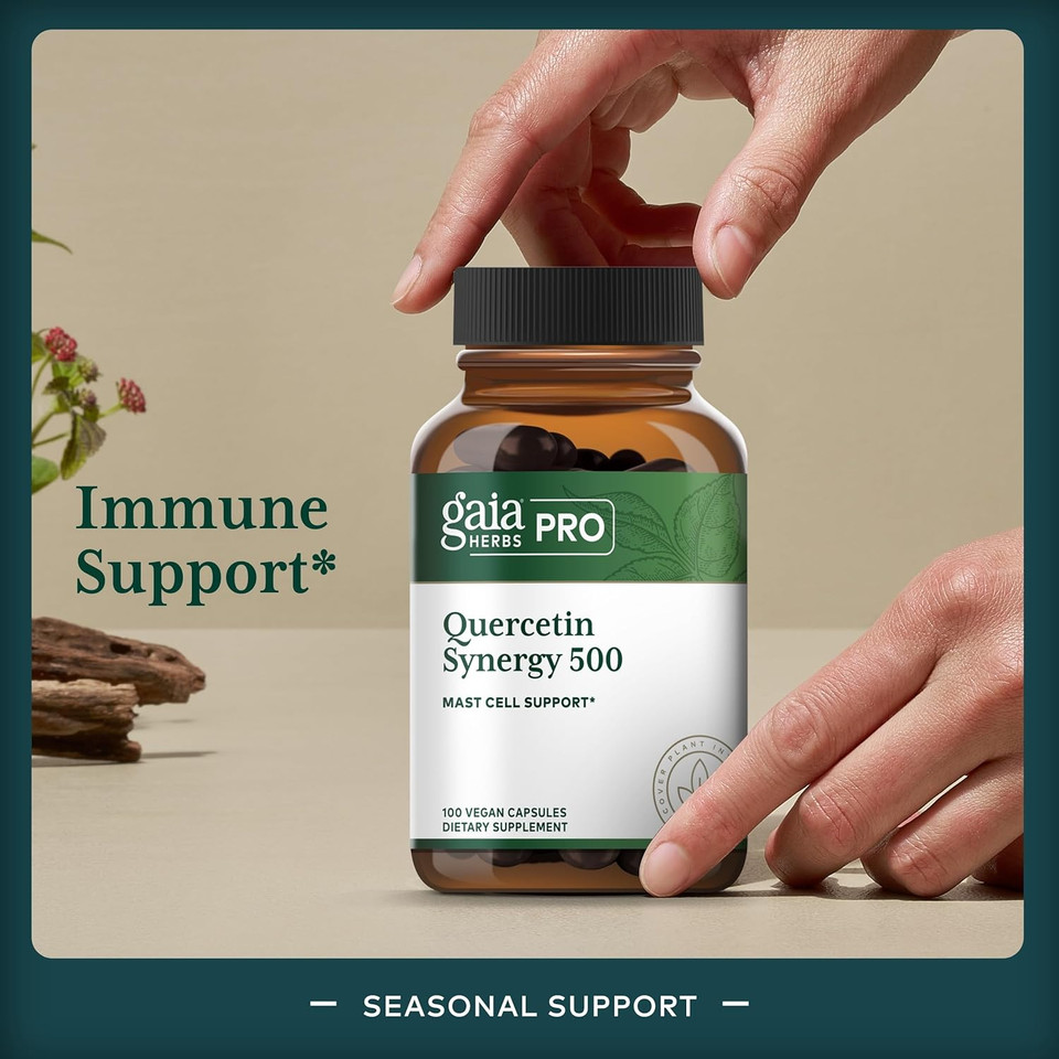 Gaia Herbs Pro Quercetin Synergy 500 - Immune System Support Supplement* - Cell Health Supplement* With Quercetin Bromelain & Turmeric - 100 Tablets (100 Servings)