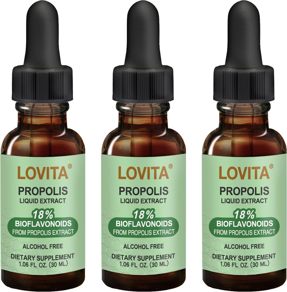 Lovita Bee Propolis 500 Mg Liquid Extract | 5:1 Propolis Extract | Alcohol Free | Immune Support | 1 Fl Oz