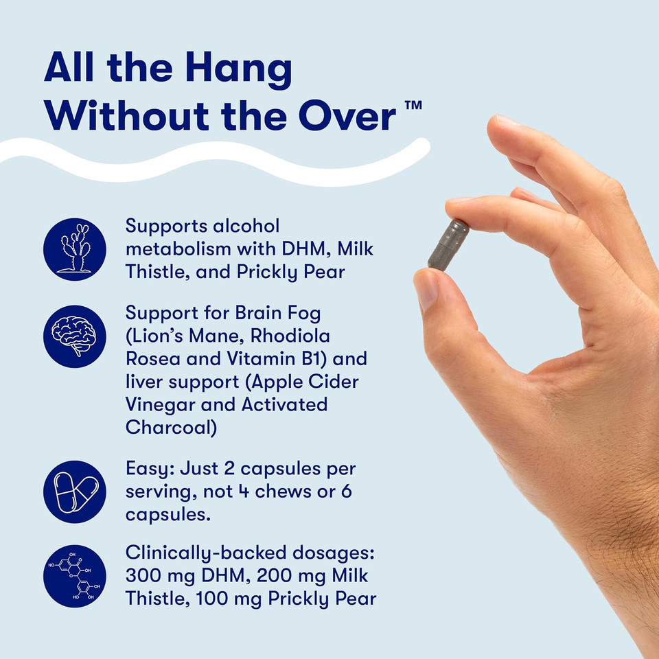 Flyby Recovery Supplement - All The Hang, Without The Over! - With Milk Thistle, Vitamin C, Activated Charcoal, And Apple Cider Vinegar - Pre & Post Drinking Formula (40 Count)