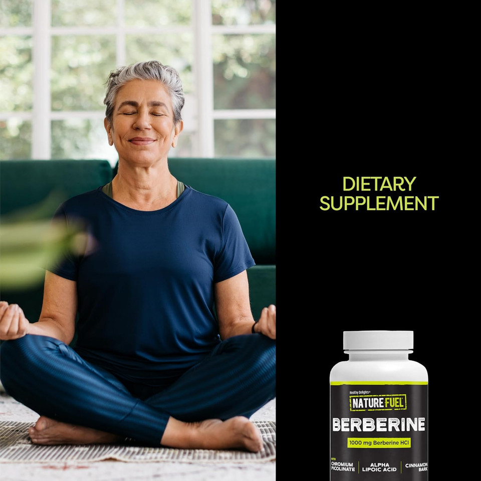 Healthy Delights Nature Fuel Berberine Capsules, Berberine Supplement, With Berberine Hcl, Chromium Picolinate, Alpha Lipoic Acid, And Cinnamon Bark, 60 Count, 30 Servings