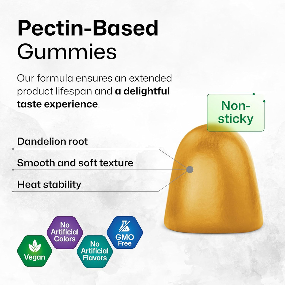 Bio Krauter Dandelion Root Gummies 2000 Mg - 60 Dandelion Root Supplement Chews - Vegan Digestive & Liver Support - Vegan, Gelatine-Free Formula