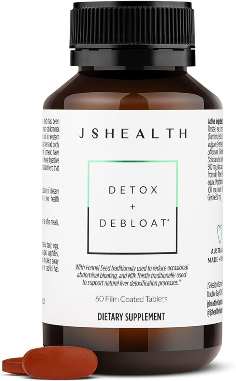 Jshealth Vitamins Detox And Debloat Liver Health Formula | Liver Detox Pills | Debloating Formula With Milk Thistle, Turmeric, Fennel | Liver Cleanse Supplement (60 Tablets)