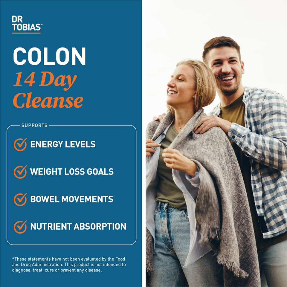 Dr. Tobias Colon 14 Day Cleanse, Advanced Gut Cleanse Detox For Women & Men With Cascara Sagrada, Psyllium Husk, Senna Leaf & Probiotics, Non-Gmo Colon Cleanse, 2 Bottles Of 28 Capsules (1-2 Daily)