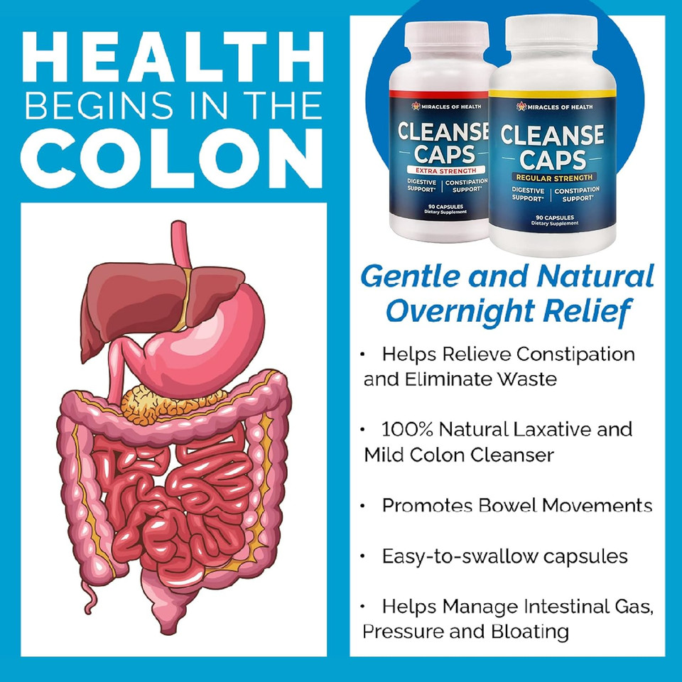 Herbal Cleanse Caps - Regular Strength | 100% Natural Laxative And Colon Cleanser