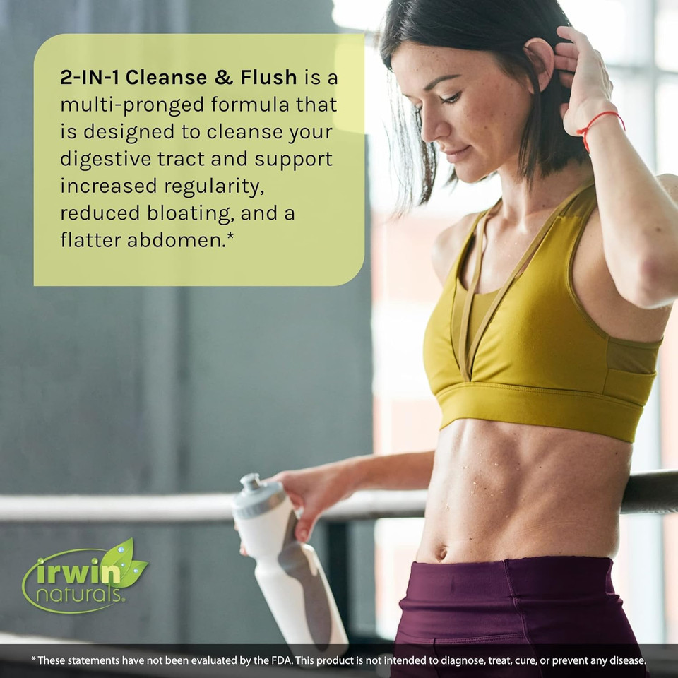 Irwin Naturals 2-In-1 Cleanse & Flush Weight Loss Support - 60 Liquid Soft-Gels - Flushes Digestive Tract & Reduces Bloating - 30 Total Servings