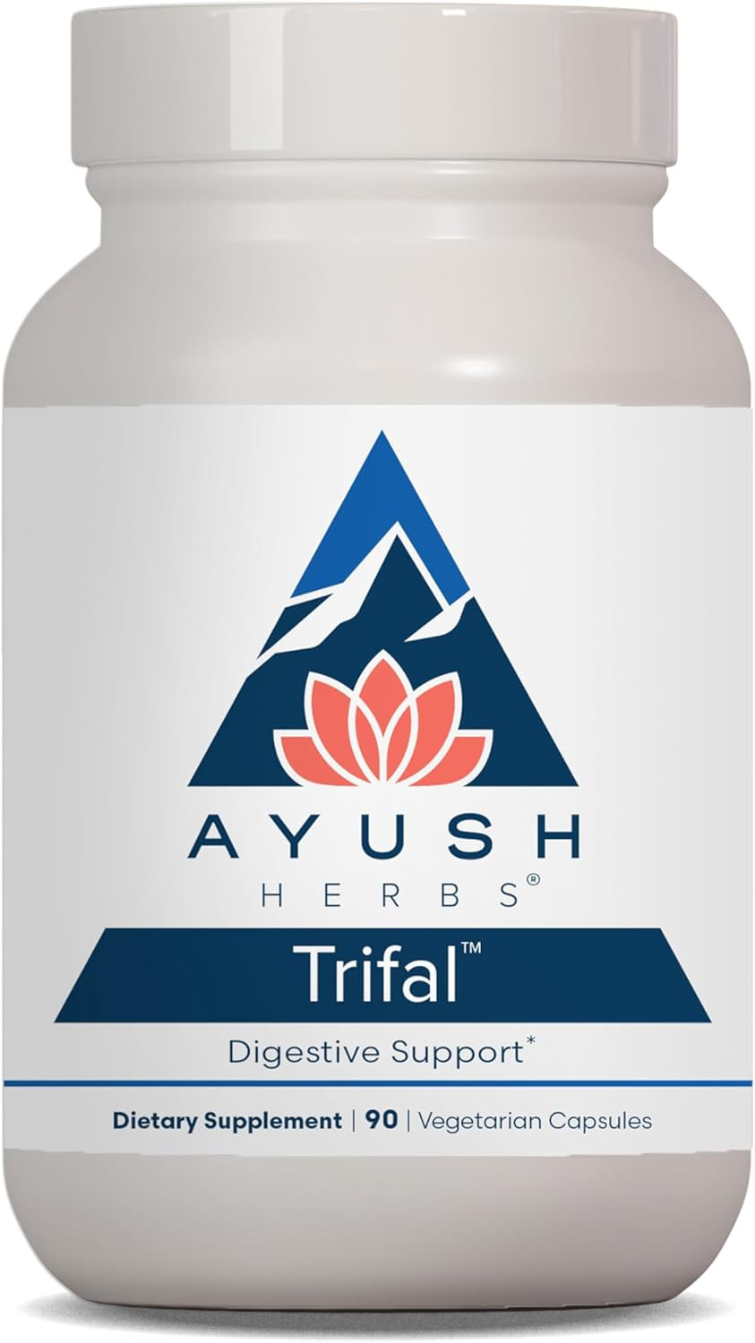 Ayush Herbs Trifal Digestive Support With Amla - Triphala Supplement For Women & Men, Promotes Balanced Digestion, Antioxidant Rich, Made With Organic Ingredients - 90 Vegetarian Capsules (1 Count)