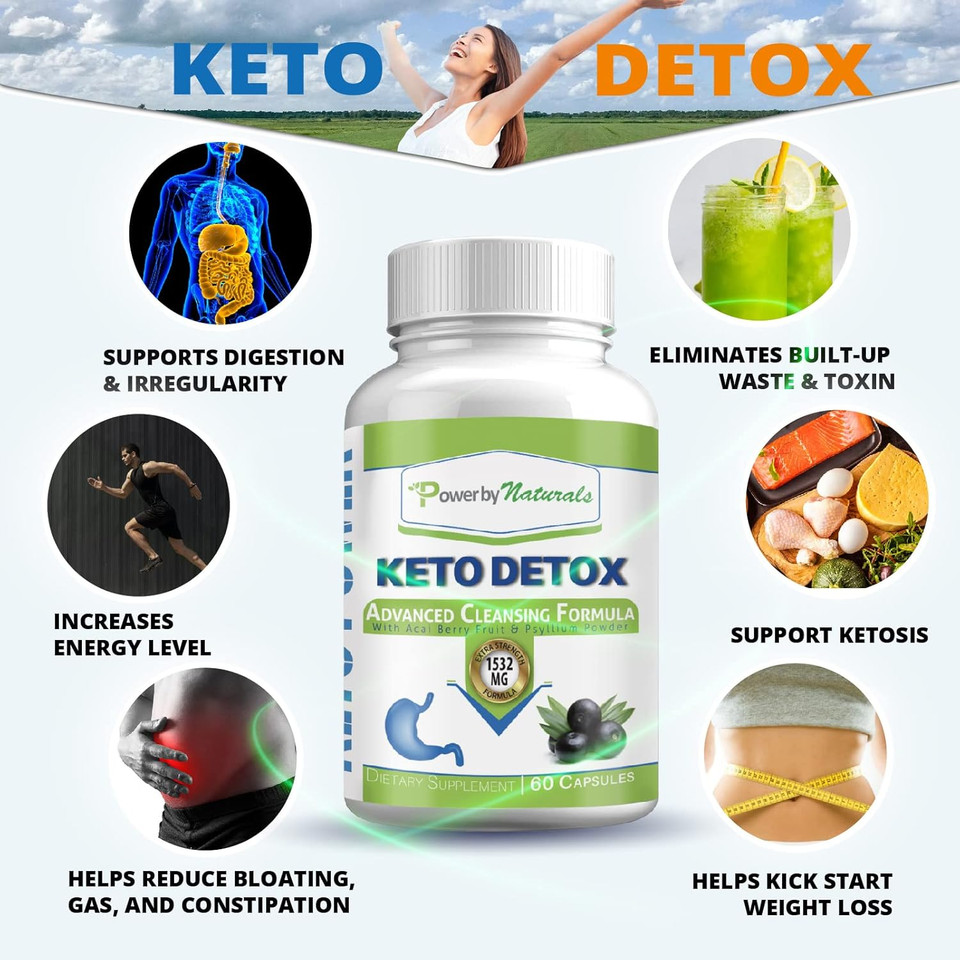 Power By Naturals Keto Detox & Support  Herbal Blend For Energy & Digestive Balance  60 Capsules
