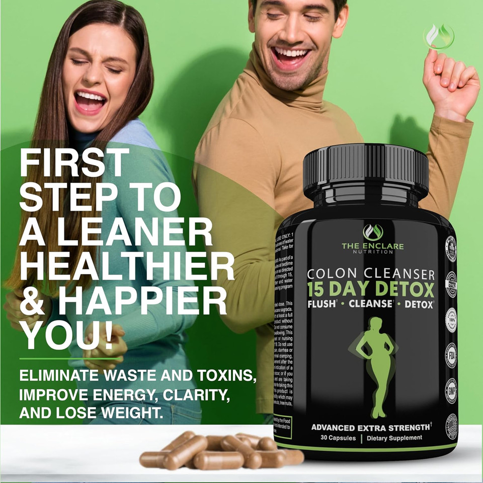 The Enclare Nutrition 15 Day Detox Cleanse For Weight Loss. Advanced Gut Support For Women & Men. Colon Cleanse Laxatives For Constipation & Bloating Relief. Gut Cleanse Probiotic Diet Pills 60Ct (2)