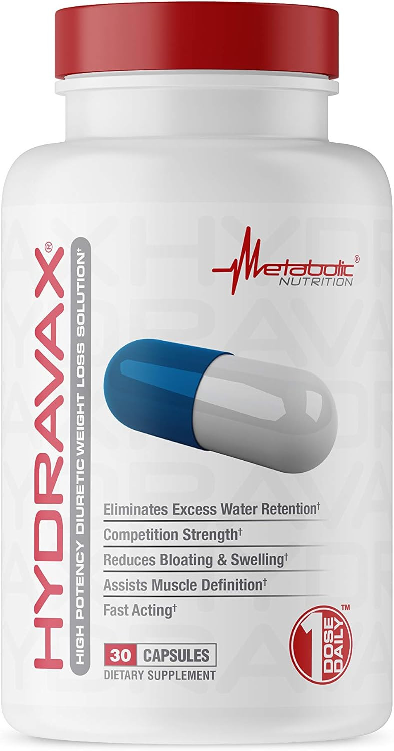 Metabolic Nutrition, Hydravax - Premium Diuretic Water Pills, Natural & Safe, Eliminates Water Retention, With Dandelion, Magnesium, Green Tea Extract, Cranberry Powder, 30 Capsules, 1 Dose Daily