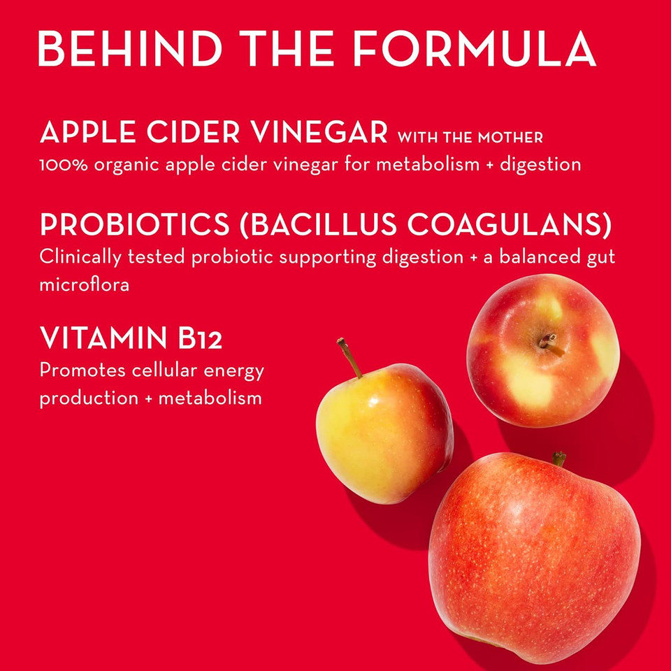 Hum Pro Acv Gummies -100% Organic Apple Cider Vinegar With The Mother, Probiotics For Digestive Health & B12 For Metabolism Support (60 Count)