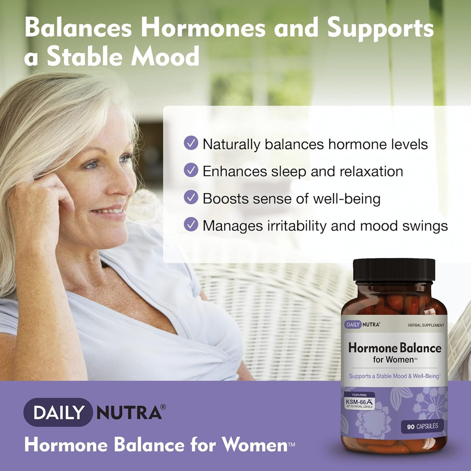 Hormone Balance - Women'S Serotonin Supplement - Ksm-66 Ashwagandha, Dong Quai, Chaste Tree Berry, Rhodiola, & Cocoa Bean Extracts - For Female Hormones, Pms, Menopause (60 Capsules)