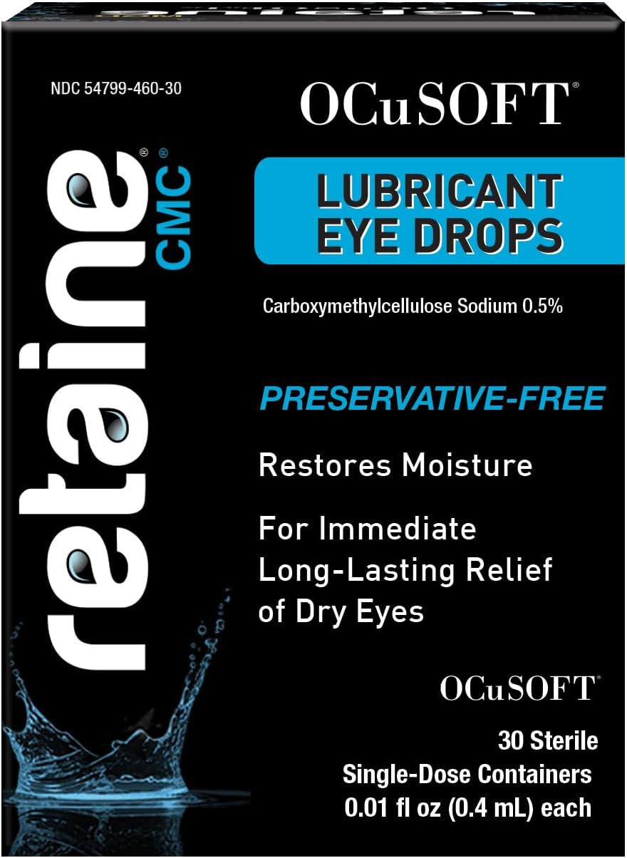 Ocusoft Retaine Cmc Preservative-Free Artificial Tears For Long-Lasting Relief Of Dry Eyes  Carboxymethylcellulose Sodium 0.5% - 30 Sterile Single-Dose Containers