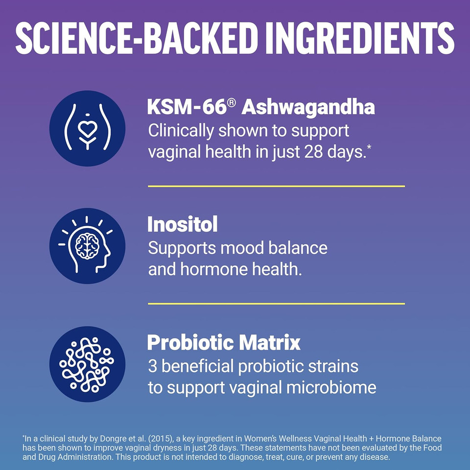 Force Factor Vaginal Health Probiotic Supplement For Women With Ksm-66 Ashwagandha & 5B Cfus For Ph Balance, Vaginal Flora & Hormone Balance Support, WomenS Wellness, Tropical Punch, 60 Soft Chews