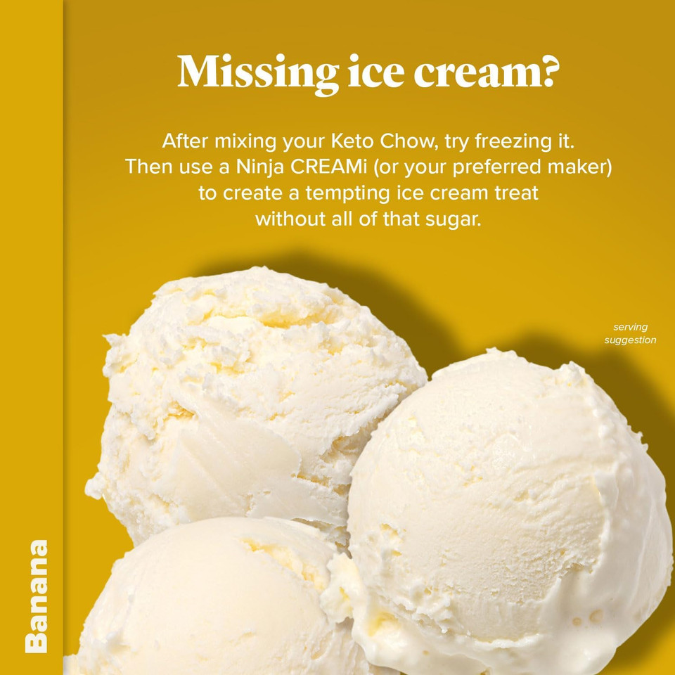 Keto Chow Banana - Keto Meal Replacement Shake Powder - Nutritionally Complete - Low Carb - Delicious Easy Meal Substitute - Protein Rich You Choose The Fat - Single Meal Sample