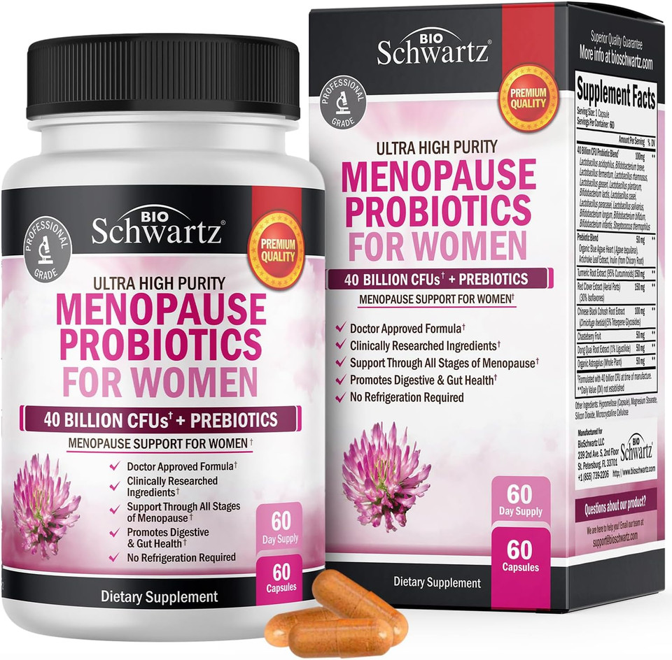 Menopause Supplements For Women - 40 Billion Cfu Menopause Probiotics For Women - Support For Hot Flashes Night Sweats Mood Swings And Balance - Non-Gmo, 60 Easy-Swallow Capsules, 60 Servings Menopause Supplements For Women - 40 Billion Cfu Menopause Probiotics For Women - Support For Hot Flashes Night Sweats Mood Swings And Balance - Non-Gmo, 60 Easy-Swallow Capsules, 60 Servings
