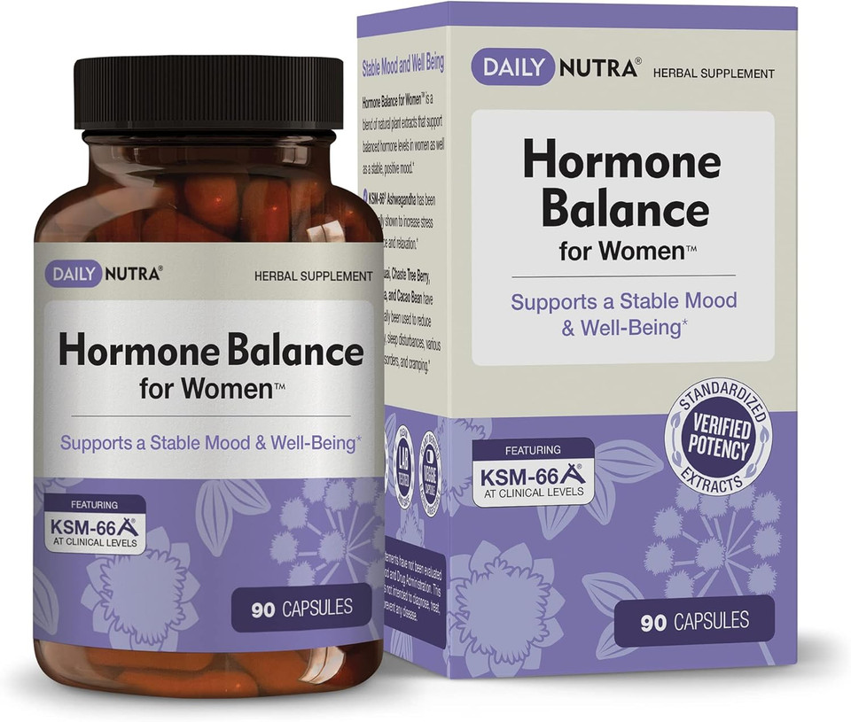 Hormone Balance For Women - Natural Mood Supplement - Pms Relief And Menopause Support | Featuring Clinically Studied Ksm-66 Ashwagandha (90 Capsules)