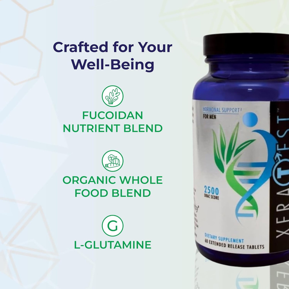 Youngevity Xeratest Hormonal Support For Men - Testosterone Support + Telomere Health - With Fucoidan Blend, Whole Foods, Fenugreek - Hormone-Free Botanical Supplement - (60 Extended Release Tablets) Youngevity Xeratest Hormonal Support For Men - Testosterone Support + Telomere Health - With Fucoidan Blend, Whole Foods, Fenugreek - Hormone-Free Botanical Supplement - (60 Extended Release Tablets)