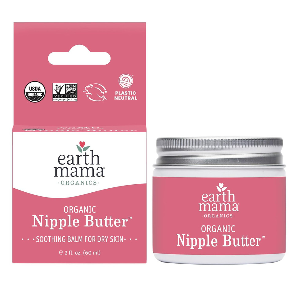 Earth Mama Organic Nipple Butter | Nipple Cream Safe For Breastfeeding | Postpartum Essentials For Nursing | Non Lanolin Nipple Cream, 2-Fluid Ounce Earth Mama Organic Nipple Butter | Nipple Cream Safe For Breastfeeding | Postpartum Essentials For Nursing | Non Lanolin Nipple Cream, 2-Fluid Ounce