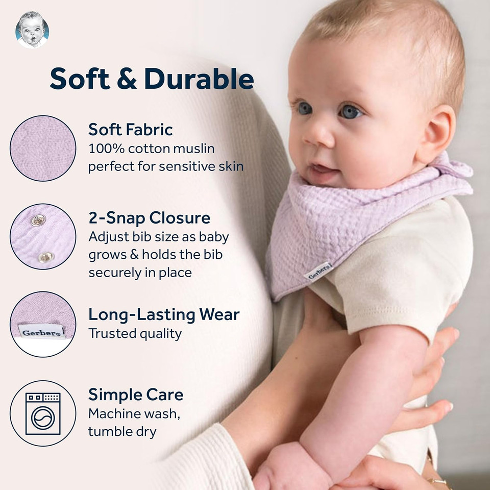 Gerber Unisex Baby Muslin Bandana Bibs