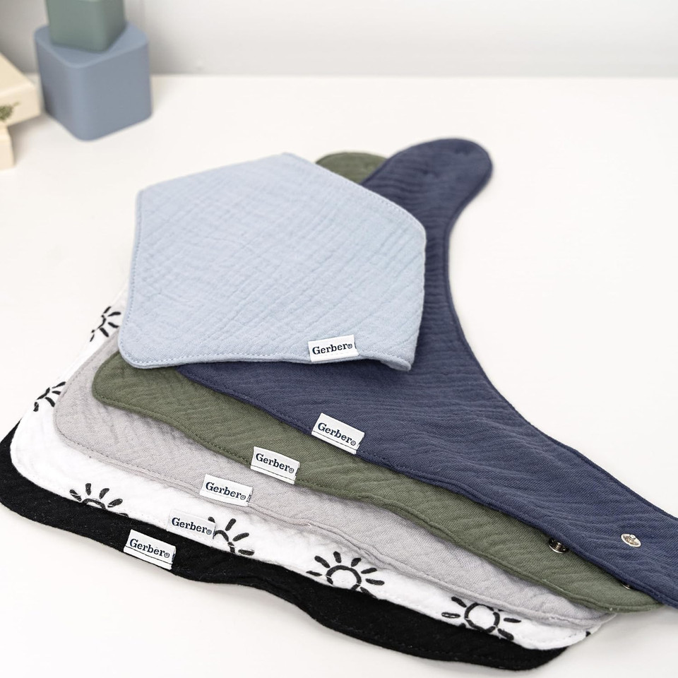 Gerber Unisex Baby Muslin Bandana Bibs