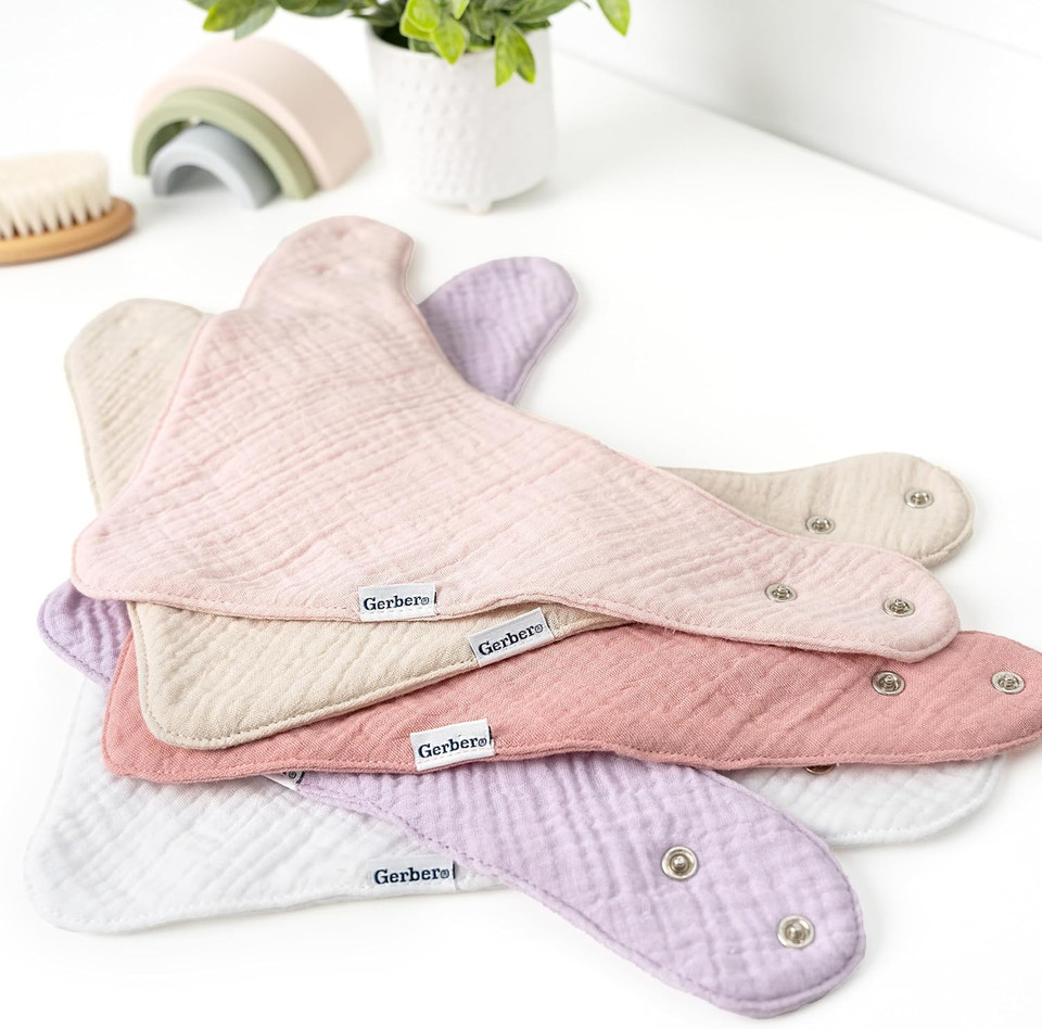 Gerber Unisex Baby Muslin Bandana Bibs