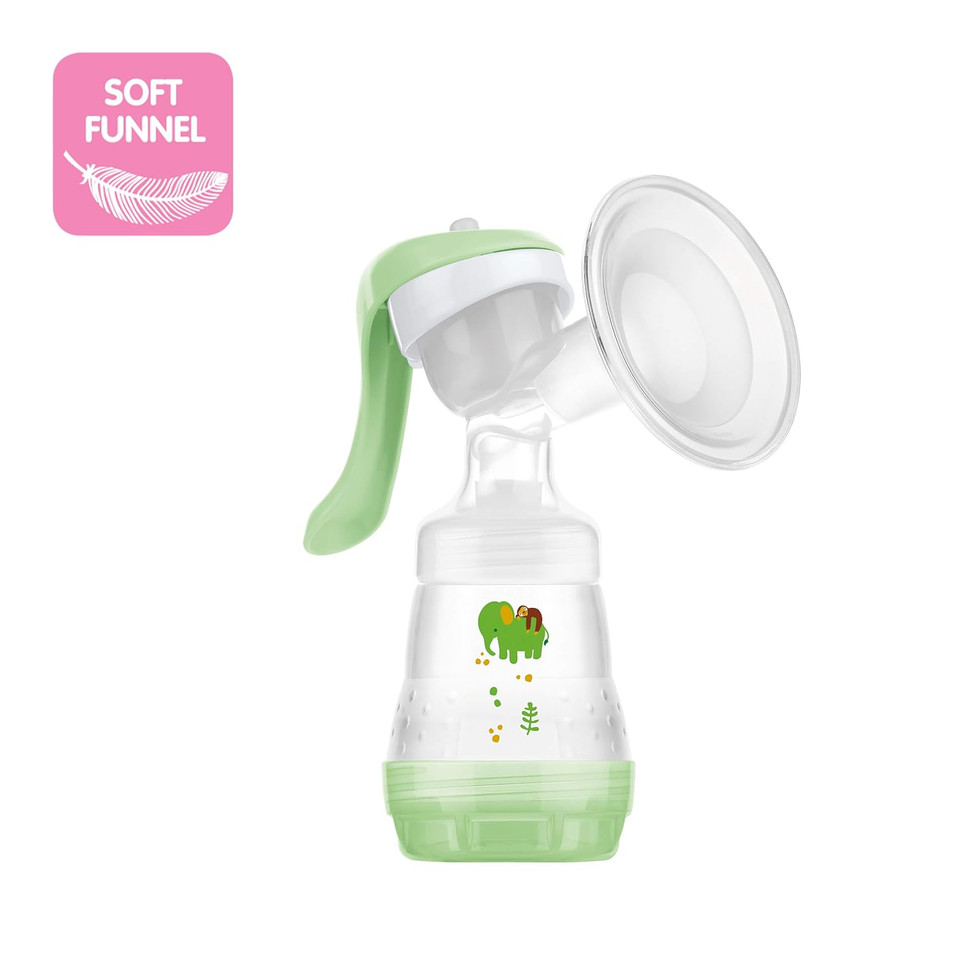 Mam Manual Breast Pump Portable Breast Pump With Easy Start Anti-Colic Baby Bottle Includes 2 Bottle Nipples 1-Count Green One Size