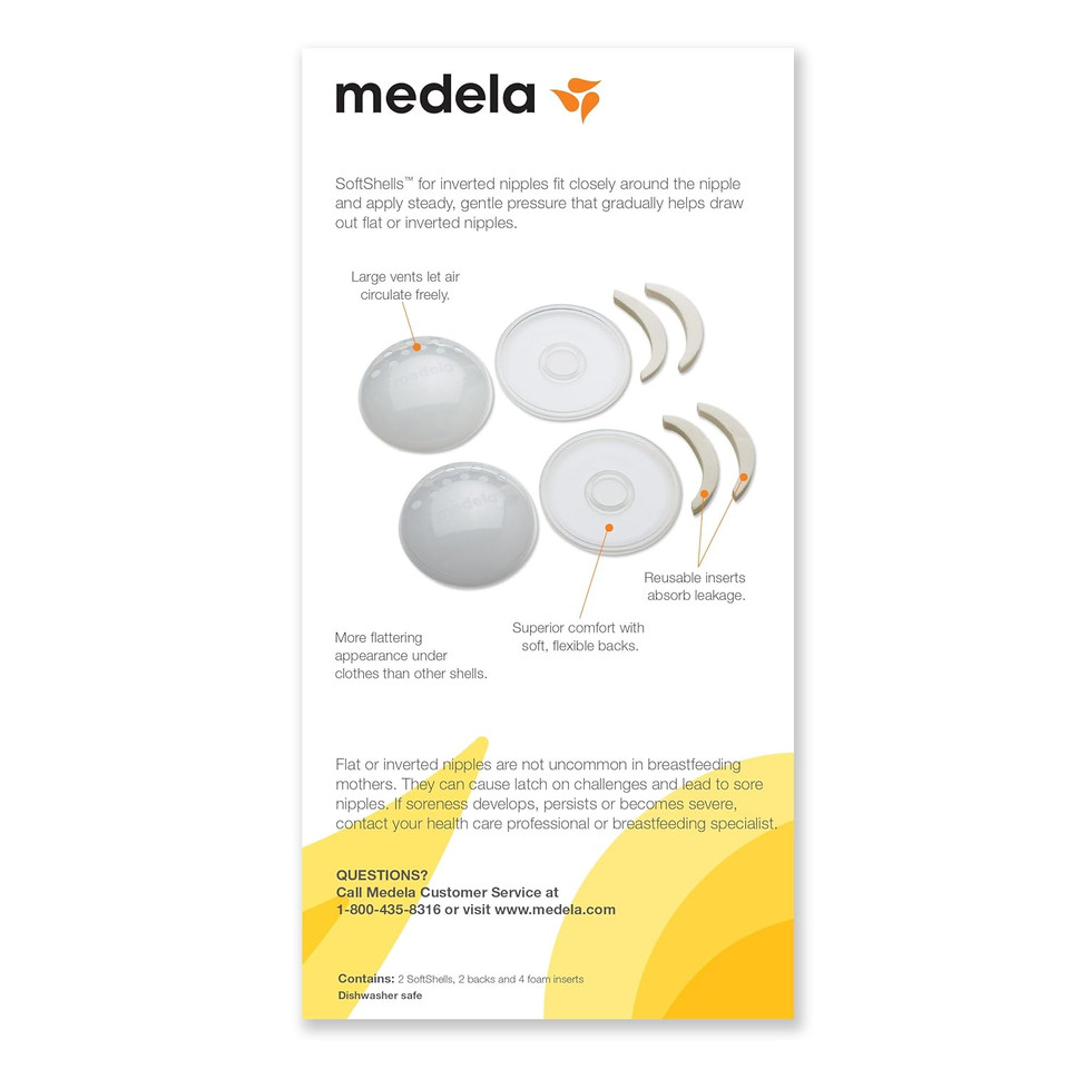 Medela Softshells Breast Shells For Flat Or Inverted Nipples, Discreet Breast Shells For Your Unique Body, Flexible And Easy To Wear, Made Without Bpa
