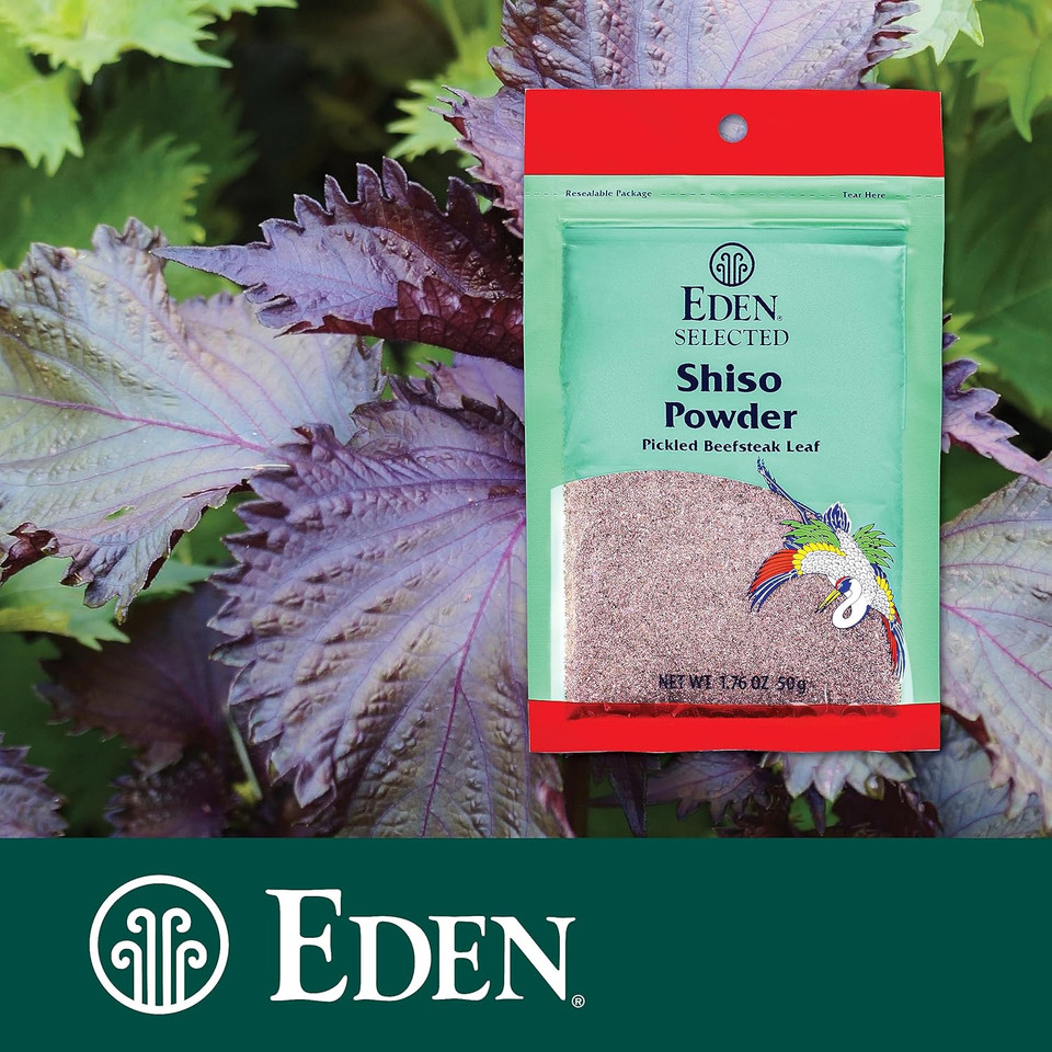 Eden Shiso Leaf Powder, Traditionally Made In Japan, Pickled Beefsteak Leaf, 1.76 Oz Eden Shiso Leaf Powder, Traditionally Made In Japan, Pickled Beefsteak Leaf, 1.76 Oz