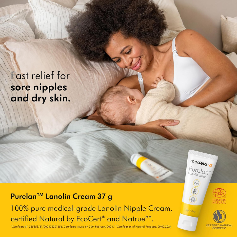 Medela Purelan Lanolin Nipple Cream, Fast Relief For Sore Nipples & Dry Skin During Breastfeeding, Safe For Breastfeeding Baby, Natural, Hypoallergenic, Fragrance-Free, 37G Medela Purelan Lanolin Nipple Cream, Fast Relief For Sore Nipples & Dry Skin During Breastfeeding, Safe For Breastfeeding Baby, Natural, Hypoallergenic, Fragrance-Free, 37G