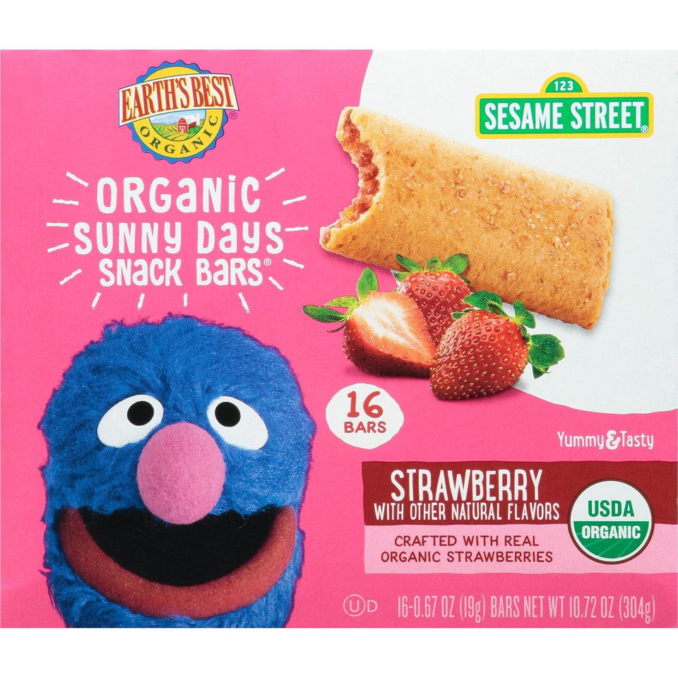Earth'S Best Sesame Street Organic Sunny Days Snack Bars, Apple, 16 Bars Per Box Earth'S Best Sesame Street Organic Sunny Days Snack Bars, Apple, 16 Bars Per Box