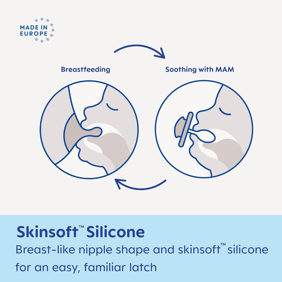 Mam Original Matte Baby Pacifiers, Binky For 16+ Months, Bpa-Free Silicone Nipple, Easy To Clean, Best For Breastfed Babies, Developed With Medical Experts, 2 Count Binkies With Sterilizer Case