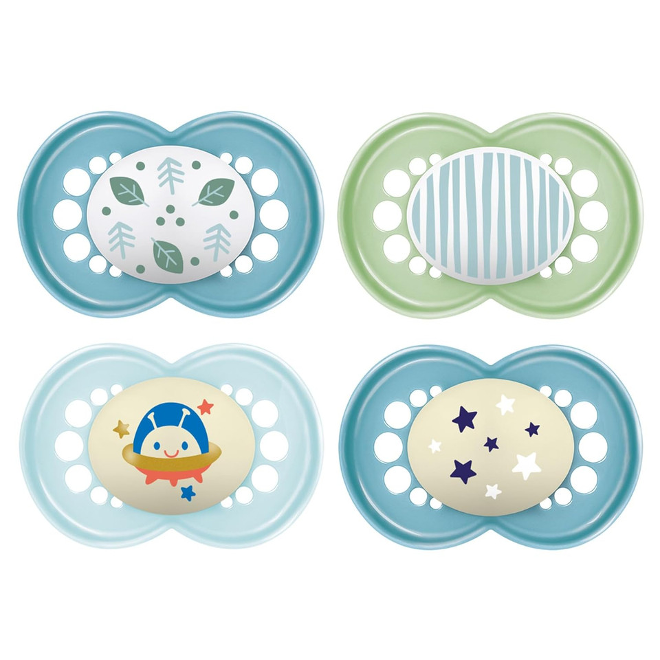 Mam Day & Night Pacifiers, Glow In The Dark Pacifier For Breastfed Babies, Nipple Shape Helps Promote Healthy Oral Development, Bpa-Free Silicone Nipple, Easy To Clean, 16+ Months, 4 Count, Unisex Mam Day & Night Pacifiers, Glow In The Dark Pacifier For Breastfed Babies, Nipple Shape Helps Promote Healthy Oral Development, Bpa-Free Silicone Nipple, Easy To Clean, 16+ Months, 4 Count, Unisex