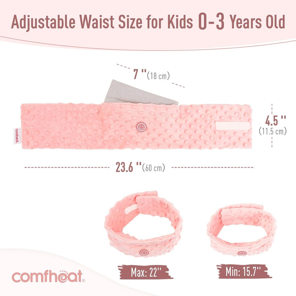 Colic And Gas Relief For Newborns And Infants, Flaxseed Heated Tummy Wrap, Baby Swaddling Belt With Soothing Warmth, Natural Relief For Upset Stomach In Babies Toddlers, 0-3 Years (Pink)