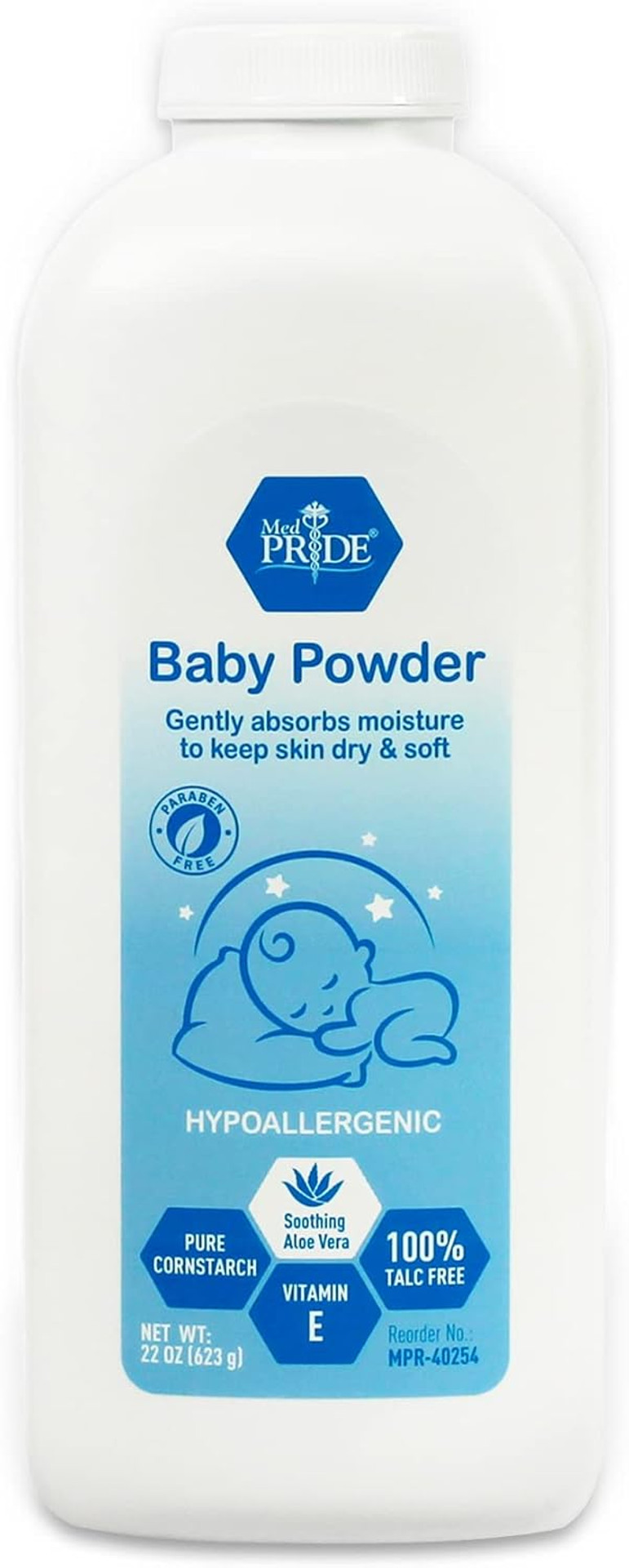 Med Pride Babypower Baby Powder 22Oz 100% Talc-Free With Aloe Vera & Vitamin E, Hypoallergenic Cornstarch For Diaper Rash, Moisture Protection, Paraben-Free Med Pride Babypower Baby Powder 22Oz 100% Talc-Free With Aloe Vera & Vitamin E, Hypoallergenic Cornstarch For Diaper Rash, Moisture Protection, Paraben-Free
