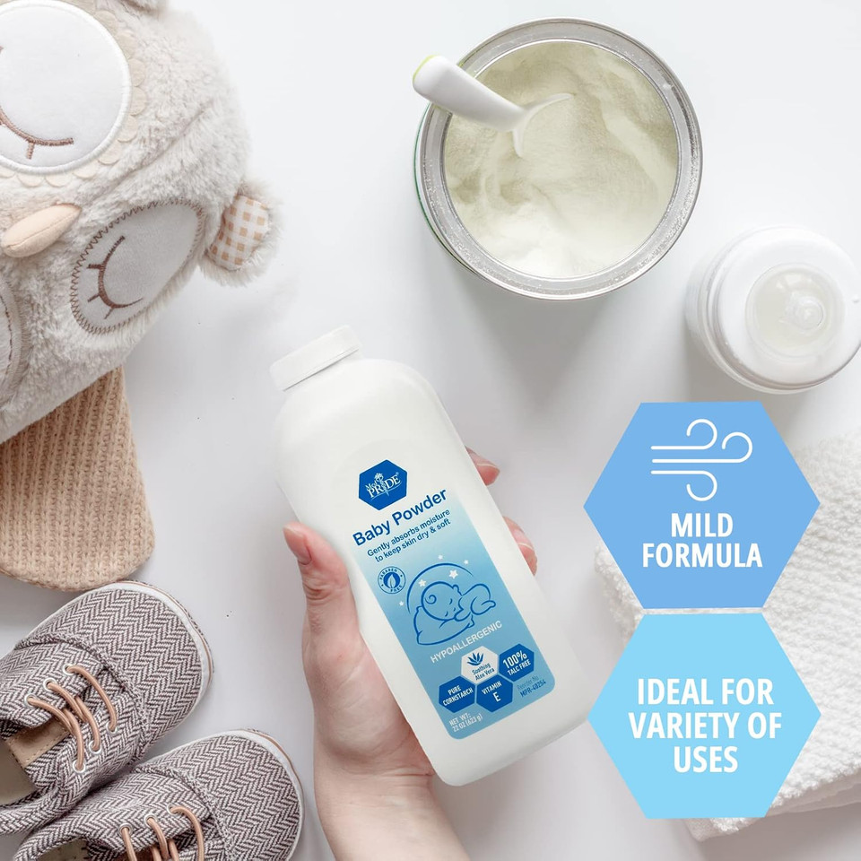 Med Pride Babypower Baby Powder 22Oz 100% Talc-Free With Aloe Vera & Vitamin E, Hypoallergenic Cornstarch For Diaper Rash, Moisture Protection, Paraben-Free Med Pride Babypower Baby Powder 22Oz 100% Talc-Free With Aloe Vera & Vitamin E, Hypoallergenic Cornstarch For Diaper Rash, Moisture Protection, Paraben-Free