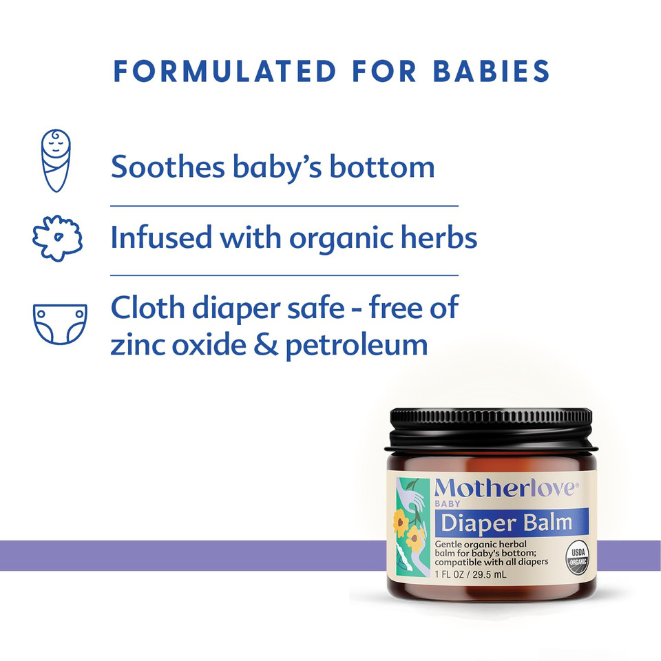 Motherlove Diaper Balm (4 Oz) Organic Herbal Diaper Rash CreamCloth Diaper Safe, Zinc Oxide- & Petroleum-Free