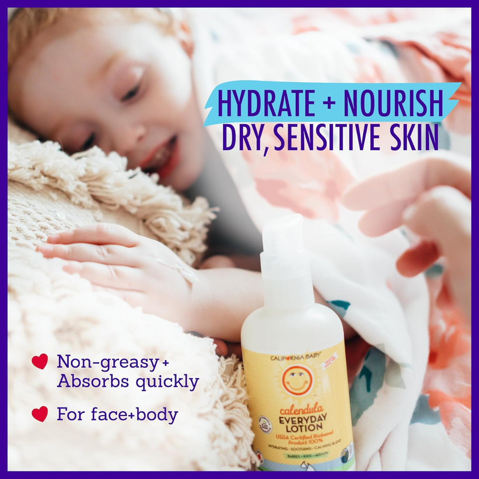 California Baby Calendula Lotion | 100% Plant-Based Moisturizer | Lavender Baby Lotion | Face Moisturizer For Dry Skin | Hypoallergenic | 19 Oz California Baby Calendula Lotion | 100% Plant-Based Moisturizer | Lavender Baby Lotion | Face Moisturizer For Dry Skin | Hypoallergenic | 19 Oz